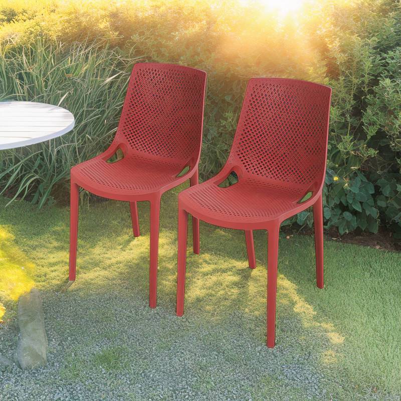 home24 Stapelstuhl VACARIA 2er-Set Polypropylen Rot/Rot 44 x 81 x 50cm von home24