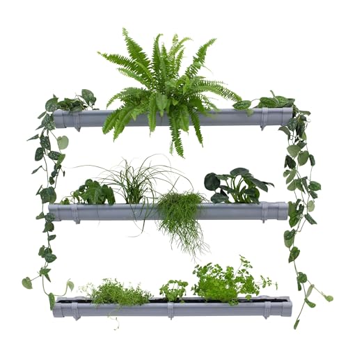Grüne Pflanzenwand, Vertikaler Garten 3 x 1m Grau, Platzsparende Gartengestaltung, Pflanzenregal für Innen und Außen von Jardinion