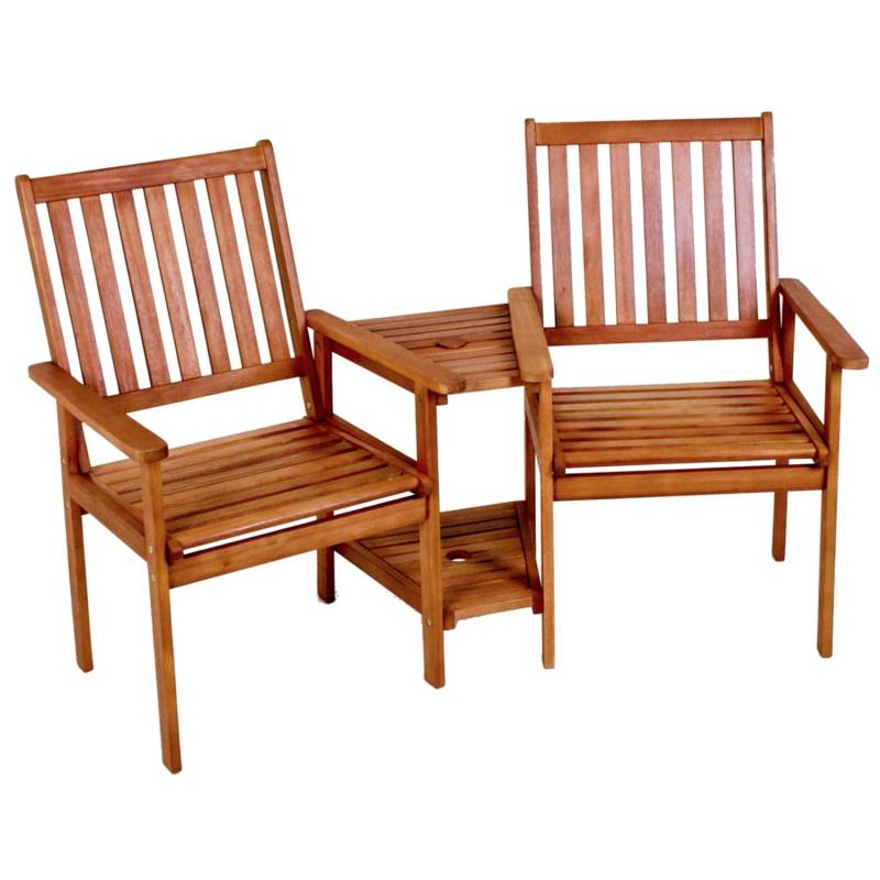 Jardinion Doppelsessel Tisch 160cm x 77cm x 96cm Eukalyptusholz Braun von Jardinion