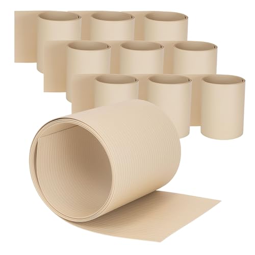 Jardinion Doppelstabzaun Sichtschutzstreifen PVC 250cm, 10 Stück, 6mm Rillen Beige Geeignet als Balkon Sichtschutz, Terrasse- und Gartenzaun Sichtschutz, einfache Montage von Jardinion