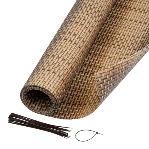 Sichtschutzmatte Rattan Optik 0,90 x 5m Hellbraun Sichtschutz, geeignet als Terrassen, Gartenzaun und Balkon Sichtschutz, inkl. Kabelbinder von Jardinion