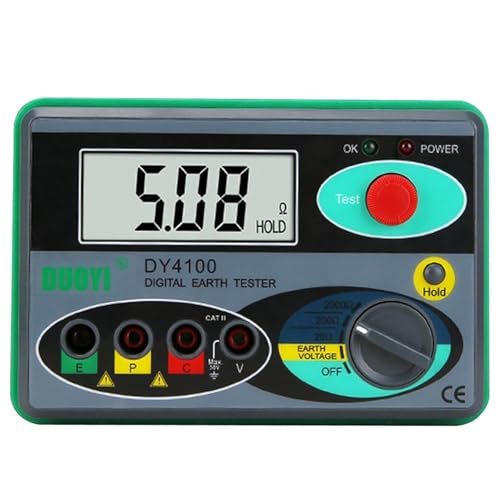 DY4100 Digitaler Erdungswiderstandstester 0~2000Ω Megohmmeter,LCD Display Widerstandsmessgeräte, Isolationsmessgerät,Datenspeicherung,Erinnerung an schwache Batterie,Multimeter-Tester,Bodentester DY4100 Digitaler Erdungswiderstandstester 0~2000Ω Megohmmeter,LCD Display Widerstandsmessgeräte, Isolationsmessgerät,Datenspeicherung,Erinnerung an schwache Batterie,Multimeter-Tester,Bodentester von Jargrovs