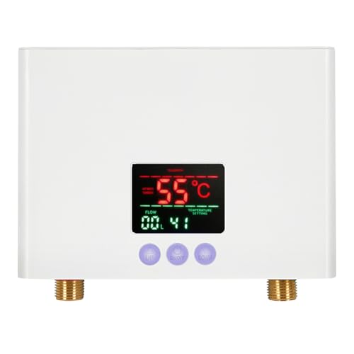 Kleiner Tankless Durchlauferhitzer,Elektrischer Mini-Durchlauferhitzer,3-stufige Temperaturregelung mit LED-Display Fernbedienung Durchlauferhitzer,5,5KW Durchlauferhitzer Küche [Energieklasse A] von Jargrovs
