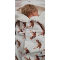 Babydecke Mit Namen "Kolibri Weiß"Baumwolle Teddystoff, Krabbeldecke, Kuscheldecke, Kinderwagendecke, Wickelunterlage Für Unterwegs von Jarkashop