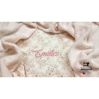 Babydecke Mit Namen "Röschen Zart" Baumwolle Teddystoff, Krabbeldecke, Kuscheldecke, Kinderwagendecke, Wickelunterlage Für Unterwegs von Jarkashop