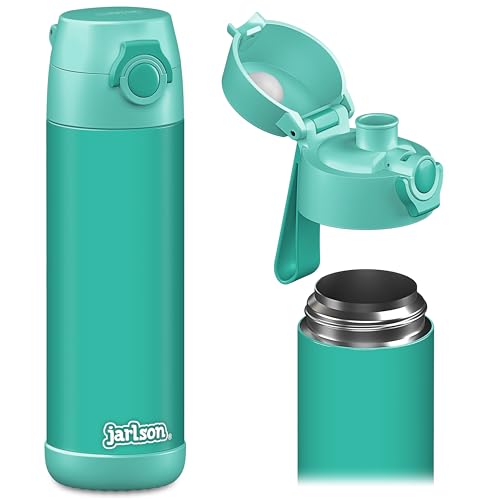 Jarlson® Trinkflasche Kinder MALI - Thermo Edelstahl Wasserflasche - BPA frei - auslaufsicher - Kinderflasche mit Chug Deckel- Flasche für Schule, Kindergarten - Türkis, 500 ml von Jarlson