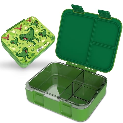 Jarlson® Brotdose Kinder mit Fächern MILI | Lunchbox BPA frei | Bento Box auslaufsicher | Snackbox | Jausenbox für Kindergarten und Schule |1000 ml - Leichtgewicht (Dinosaurier Grün V2) von Jarlson