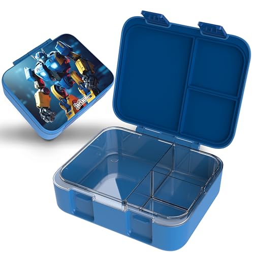 Jarlson® Brotdose Kinder mit Fächern MILI | Lunchbox BPA frei | Bento Box auslaufsicher | Snackbox | Jausenbox für Kindergarten und Schule |1000 ml - Leichtgewicht (Roboter Blau) von Jarlson