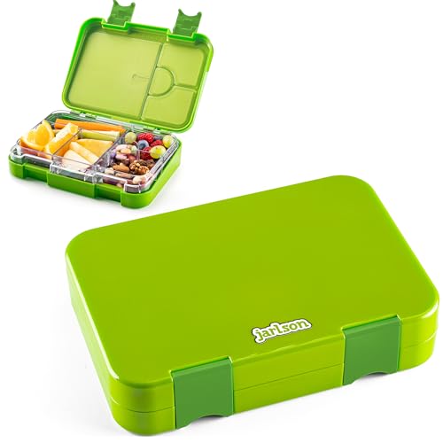 Jarlson® Brotdose Kinder mit Fächern - TONI Lunchbox - Bento Box auslaufsicher – Jausenbox für Kindergarten und Schule - Mädchen und Jungen | Vesperbox | Snackbox (Grün) von Jarlson