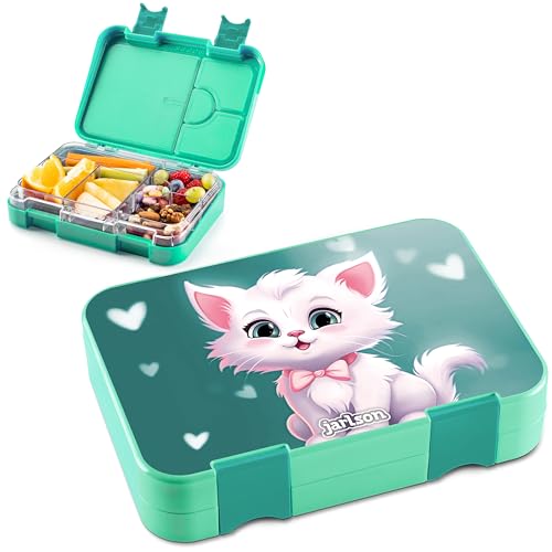 Jarlson® Brotdose Kinder mit Fächern - TONI Lunchbox - Bento Box auslaufsicher – Jausenbox für Kindergarten und Schule - Mädchen und Jungen | Vesperbox | Snackbox (KATZE 3.0) von Jarlson