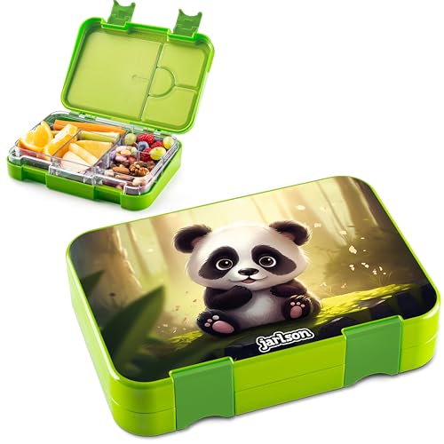 Jarlson® Brotdose Kinder mit Fächern - TONI Lunchbox - Bento Box auslaufsicher – Jausenbox für Kindergarten und Schule - Mädchen und Jungen | Vesperbox | Snackbox (PANDA) von Jarlson