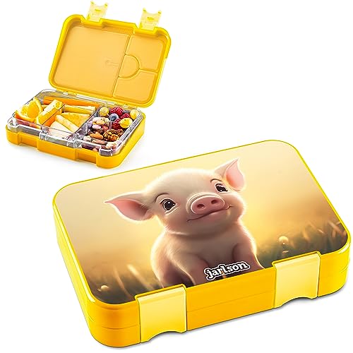 Jarlson® Brotdose Kinder mit Fächern - TONI Lunchbox - Bento Box auslaufsicher – Jausenbox für Kindergarten und Schule - Mädchen und Jungen | Vesperbox | Snackbox (SCHWEINCHEN) von Jarlson
