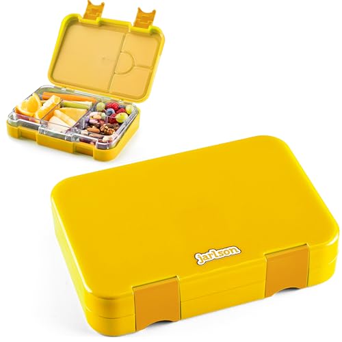 Jarlson® Brotdose für Kinder mit 6 Fächern TONI - Lunchbox - Bento Box auslaufsicher – Jausenbox für Kindergarten und Schule - Mädchen und Jungen - | Brotbox | Snackbox (Gelb) von Jarlson