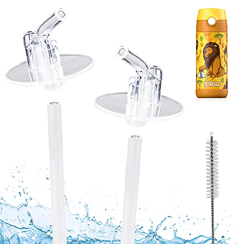 JARLSON® Ersatzstrohhalm + Strohhalmbürste für 350ml Jarlson Edelstahl Kinder Trinkflasche "CHARLI" - 2er Pack - 2 Silikon Mundstücke, 2 Strohhalm Erweiterungen und 1 Strohhalmbürste - BPA frei von Jarlson