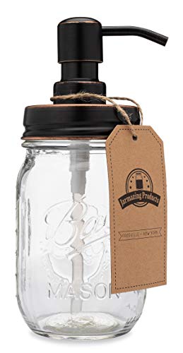 Jarmazing Products Mason Jar Seifenspender mit Ölgeriffeltem Bronzefarben, mit 454 ml Kugel Oil-Rubbed Bronze von Jarmazing Products