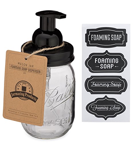 Jarmazing Produkte Einmachglas-Schaumseifenspender - Schwarz - mit 16-Unzen-Ball-Einmachglas - 1er Packung! von Jarmazing Products