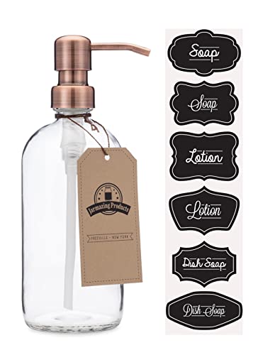 jarmazing Produkte Klar Glas Pint Jar Seife und Lotion Spender mit Metall Pumpe - Kupfer von Jarmazing Products