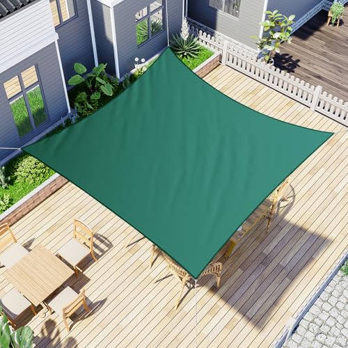 jarolift Sonnensegel Quadrat, Wasserdicht, Sonnenschutz Sichtschutz für Terrasse Garten Balkon, Polyestergewebe, 360 x 360 cm, Grün von jarolift