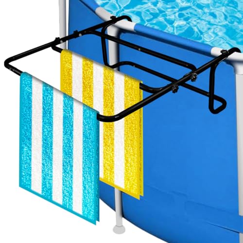 Poolside Pool-Handtuchhalter, oberirdisches Poolzubehör, Handtuchhalter, passend für die meisten Rahmenpools für Handtücher, schnell trocknend und platzsparend, Schwarz Poolside Pool-Handtuchhalter, oberirdisches Poolzubehör, Handtuchhalter, passend für die meisten Rahmenpools für Handtücher, schnell trocknend und platzsparend, Schwarz von Jarquia