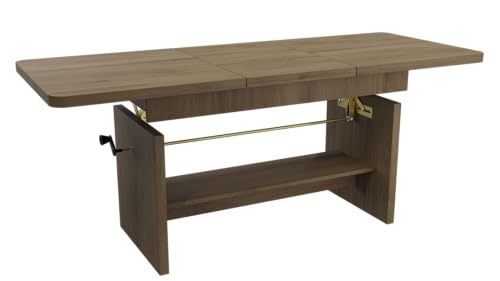 Jarstol Couchtisch Janek - ausziehbarer & höhenverstellbarer Tisch - von 116 auf 156 cm erweiterbar - Eiche Lefkas - mit Ablagefach - ideal für Wohnzimmer & Essbereich von Jarstol