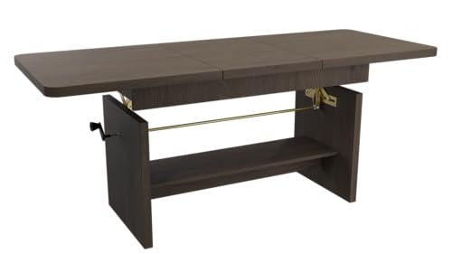 Jarstol Couchtisch Janek - ausziehbarer & höhenverstellbarer Tisch - von 116 auf 156 cm erweiterbar - Esche Dunkel - mit Ablagefach - ideal für Wohnzimmer & Essbereich von Jarstol