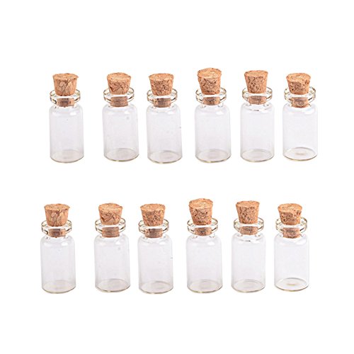 Jarvials 100pcs 0.8ml Transparente Glasflasche mit Kork, Öffnung 12mm, 7 verschiedene Größen von kleinen Glasflaschen (0.8ml) von Jarvials