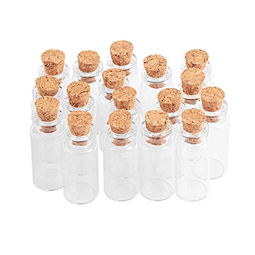 Jarvials 100pcs 1.4ml Transparente Glasflasche mit Kork, Öffnung 12mm, 7 Verschiedene Größen von kleinen Glasflaschen (1.4ml) von Jarvials