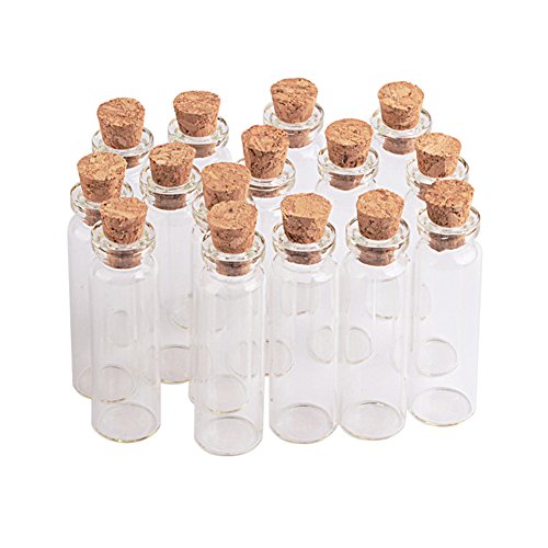 Jarvials 100pcs 2.3ml Transparente Glasflasche mit Kork, Öffnung 12mm, 7 Verschiedene Größen von kleinen Glasflaschen (2.3ml) von Jarvials