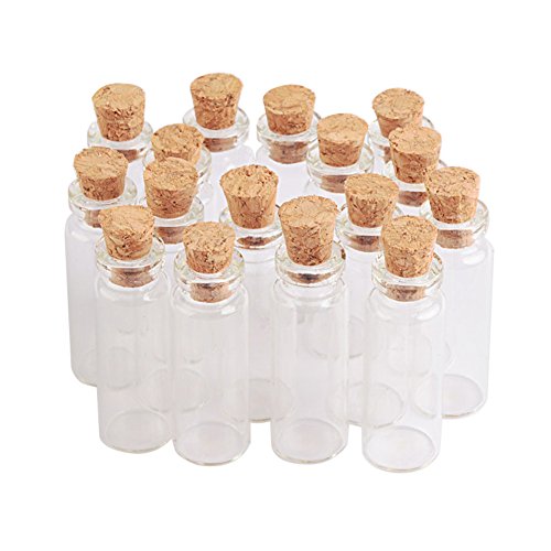 Jarvials 100pcs 2ml Transparente Glasflasche mit Kork, Öffnung 12mm, 7 Verschiedene Größen von kleinen Glasflaschen (2ml) von Jarvials