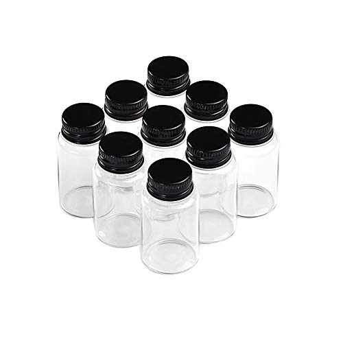 Jarvials 12pcs 15ml Leere transparente Glasflaschen, Die Schwarze Aluminiumabdeckung lässt die Flaschen persönlicher Aussehen. (12, 15ml) von Jarvials