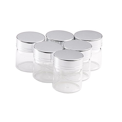 Jarvials 12pcs 20ml durchsichtige glasflasche mit Silber - Cover,süß - glasflasche, versiegelte behälter (20ml, Silver) von Jarvials