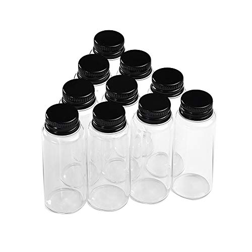 Jarvials 12pcs 25ml Leere transparente Glasflaschen, Die Schwarze Aluminiumabdeckung lässt die Flaschen persönlicher Aussehen. (12, 25ml) von Jarvials