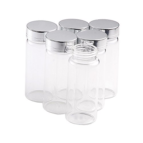 Jarvials 12pcs 65ml durchsichtige glasflasche mit Silber - Cover,süß - glasflasche, versiegelte behälter (65ml, Silver) von Jarvials