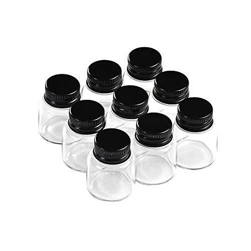 Jarvials 12pcs 8ml Leere transparente Glasflaschen, Die Schwarze Aluminiumabdeckung lässt die Flaschen persönlicher Aussehen. (12, 8ml) von Jarvials