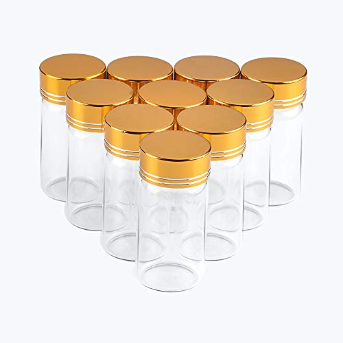 Jarvials 24pcs 25ml Transparente Glasflasche, Gold - Cover, Aluminiumkappe. (Golden, 25ml) von Jarvials