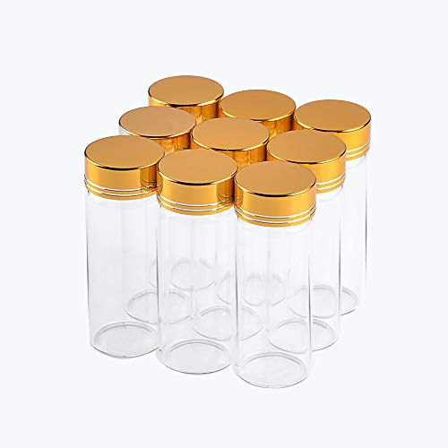 Jarvials 24pcs 40ml Transparente Glasflasche, Gold - Cover, Aluminiumkappe. (Golden, 40ml) von Jarvials