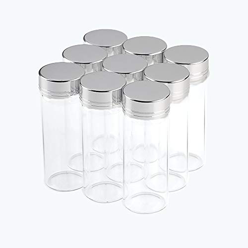 Jarvials 24pcs 40ml Transparente Glasflasche, Silber Aluminiumkappe. (Silver, 40ml) von Jarvials