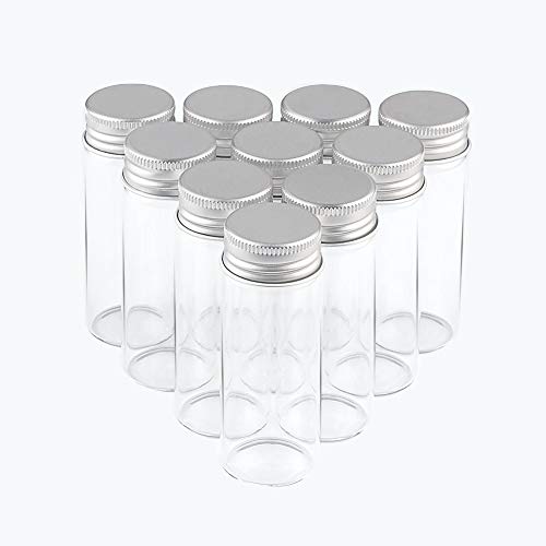 Jarvials 24pcs 40ml durchsichtige glasflasche, Silber Aluminium - Cover,bei der lagerung der kleinen Dinge, Geburtstag, Geschenke, Dekoration und andere funktionen (40ml, Silver) von Jarvials