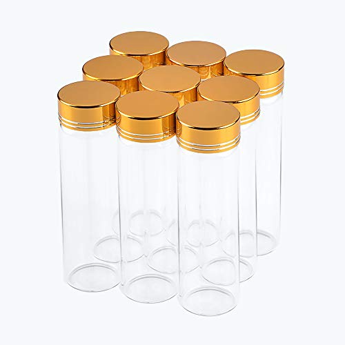 Jarvials 24pcs 50ml Transparente Glasflasche, Gold - Cover, Aluminiumkappe. (Golden, 50ml) von Jarvials