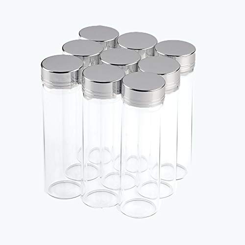 Jarvials 24pcs 50ml Transparente Glasflasche, Silber Aluminiumkappe. (Silver, 50ml) von Jarvials
