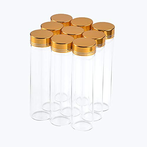 Jarvials 24pcs 60ml Transparente Glasflasche, Gold - Cover, Aluminiumkappe. (Golden, 60ml) von Jarvials