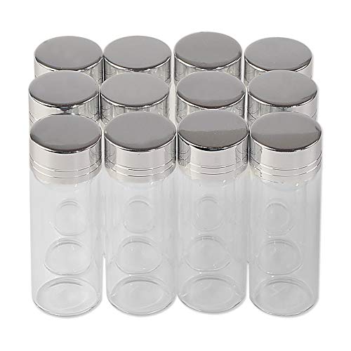 Jarvials 50pcs 14ml Transparente Glasflasche, Silber Aluminiumkappe. (14ml, Silver) von Jarvials