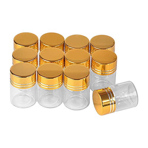 Jarvials 50pcs 5ml Transparente Glasflasche, Gold Aluminiumkappe. (5ml, Golden) von Jarvials