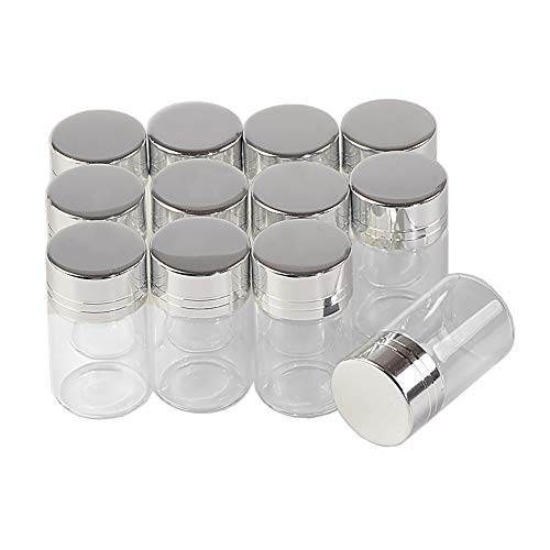 Jarvials 50pcs 5ml Transparente Glasflasche, Silber Aluminiumkappe. (5ml, Silver) von Jarvials