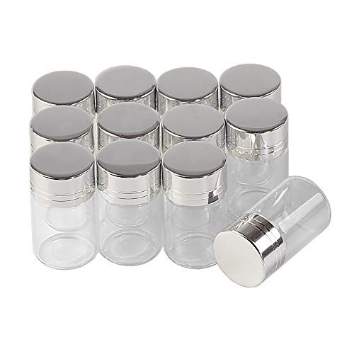 Jarvials 50pcs 6ml Transparente Glasflasche, Silber Aluminiumkappe. (6ml, Silver) von Jarvials