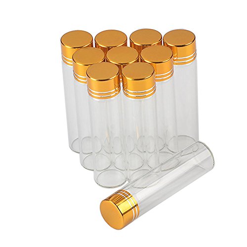 Jarvials 50pcs 6ml Transparente Glasflasche mit Aluminiumdeckel, goldene Aluminiumabdeckung, um die Glasflaschendichtheit zu verbessern. (6ml, Gold) von Jarvials