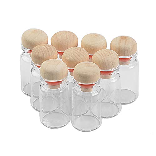 Jarvials 50pcs 7ml Außendurchmesser 22mm transparente Glasflasche mit Korkstopfen,Der Flaschenverschluss hat einen Gummiring.，Bessere Abdichtung (7ml) von Jarvials