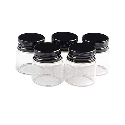 Jarvials 6pcs 20ml Leere transparente Glasflaschen, Die Schwarze Aluminiumabdeckung lässt die Flaschen persönlicher Aussehen. (6, 20ml) von Jarvials