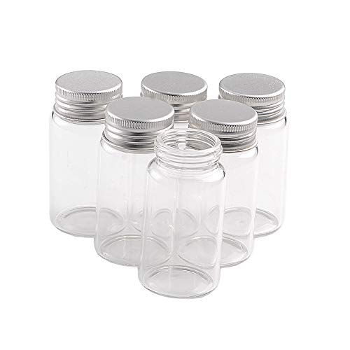 Jarvials 6pcs 50ml Leere transparente Glasflaschen, Silberne Aluminiumabdeckung Macht die Glasflasche versiegelter. (6, 50ml) von Jarvials