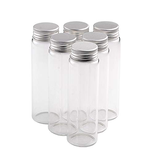 Jarvials 6pcs 90ml Leere transparente Glasflaschen, Silberne Aluminiumabdeckung Macht die Glasflasche versiegelter. (6, 90ml) von Jarvials